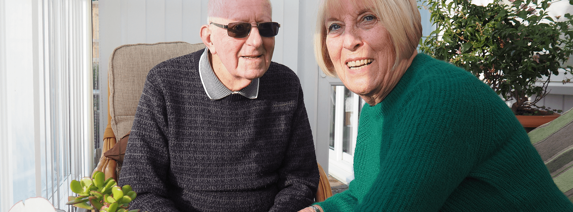 Blind veteran Bob with his carer Barbara